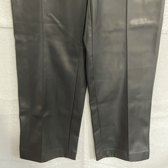 Rachel Zoe Faux Leather Pants Size Medium Black High Rise Straight Trouser NEW - Picture 4 of 10